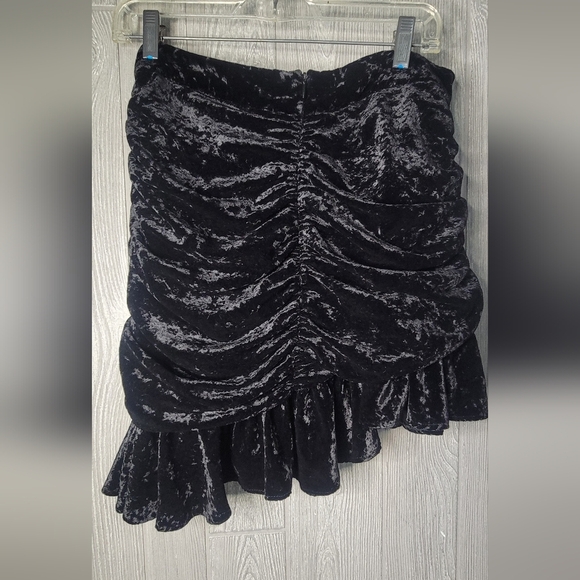 Zara Ruched Asymmetrical Velvet Skirt - Picture 3 of 5